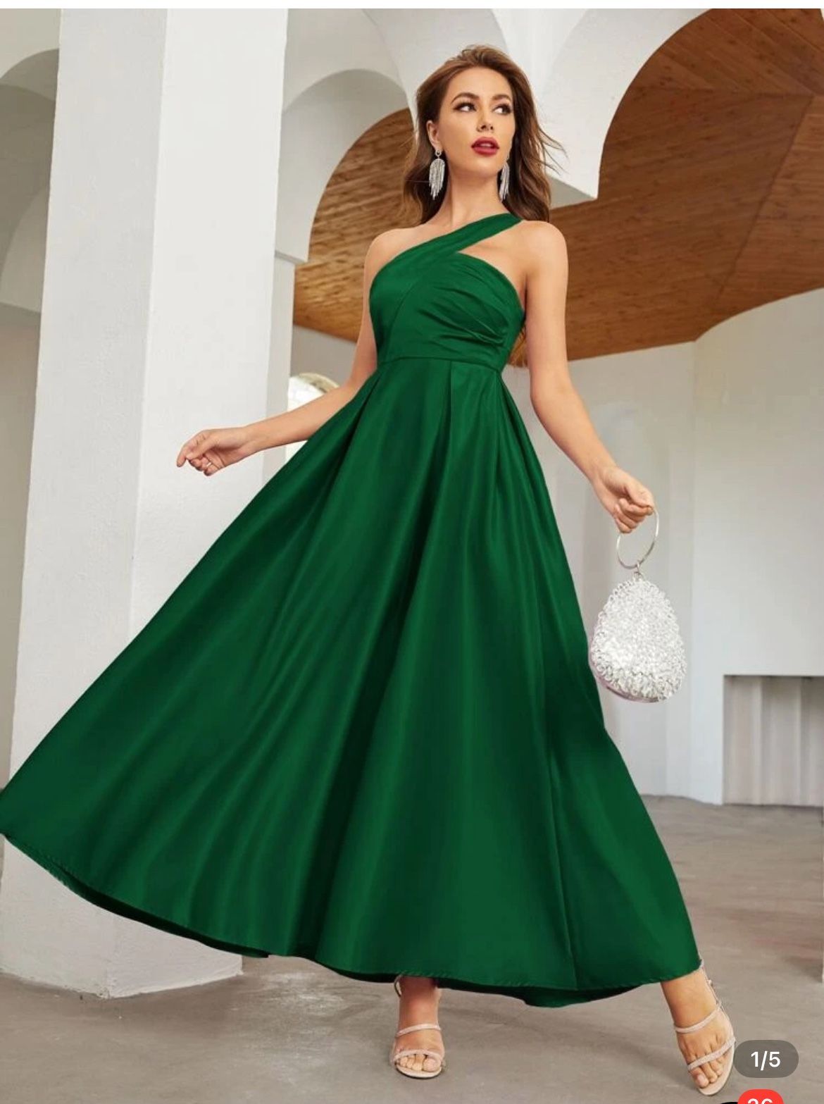 SHEIN One Shoulder Solid Maxi Bridesmaid Dress