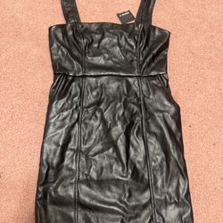 New Medium black pleather short pleather dress punk goth gothic concert mini
