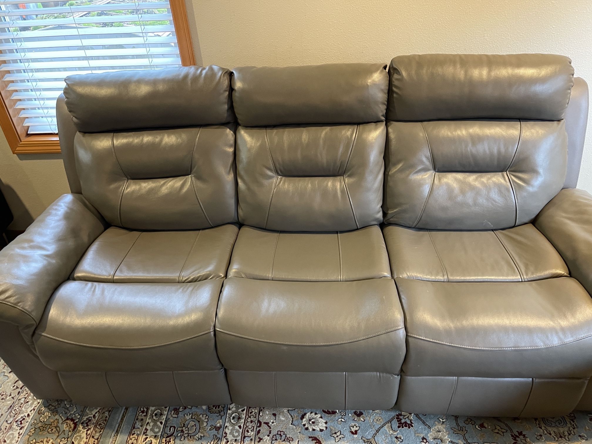 Genuine Leather Recliner Sofas 3 Sets