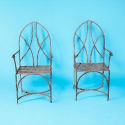 2 Heavy Vintage Iron Chairs 