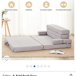 Foldable Floor Mattress Couch with Headrest