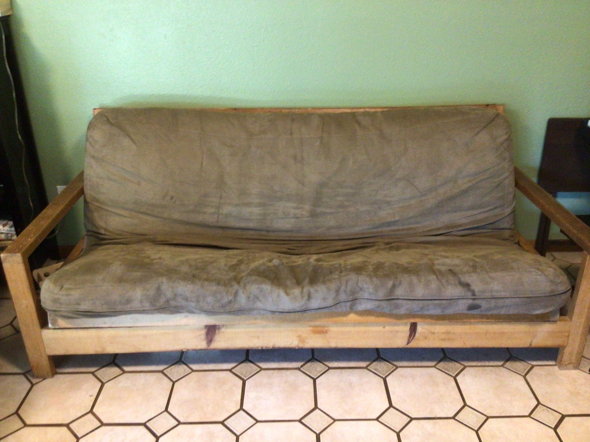 Tan Futon With Frame And Cover