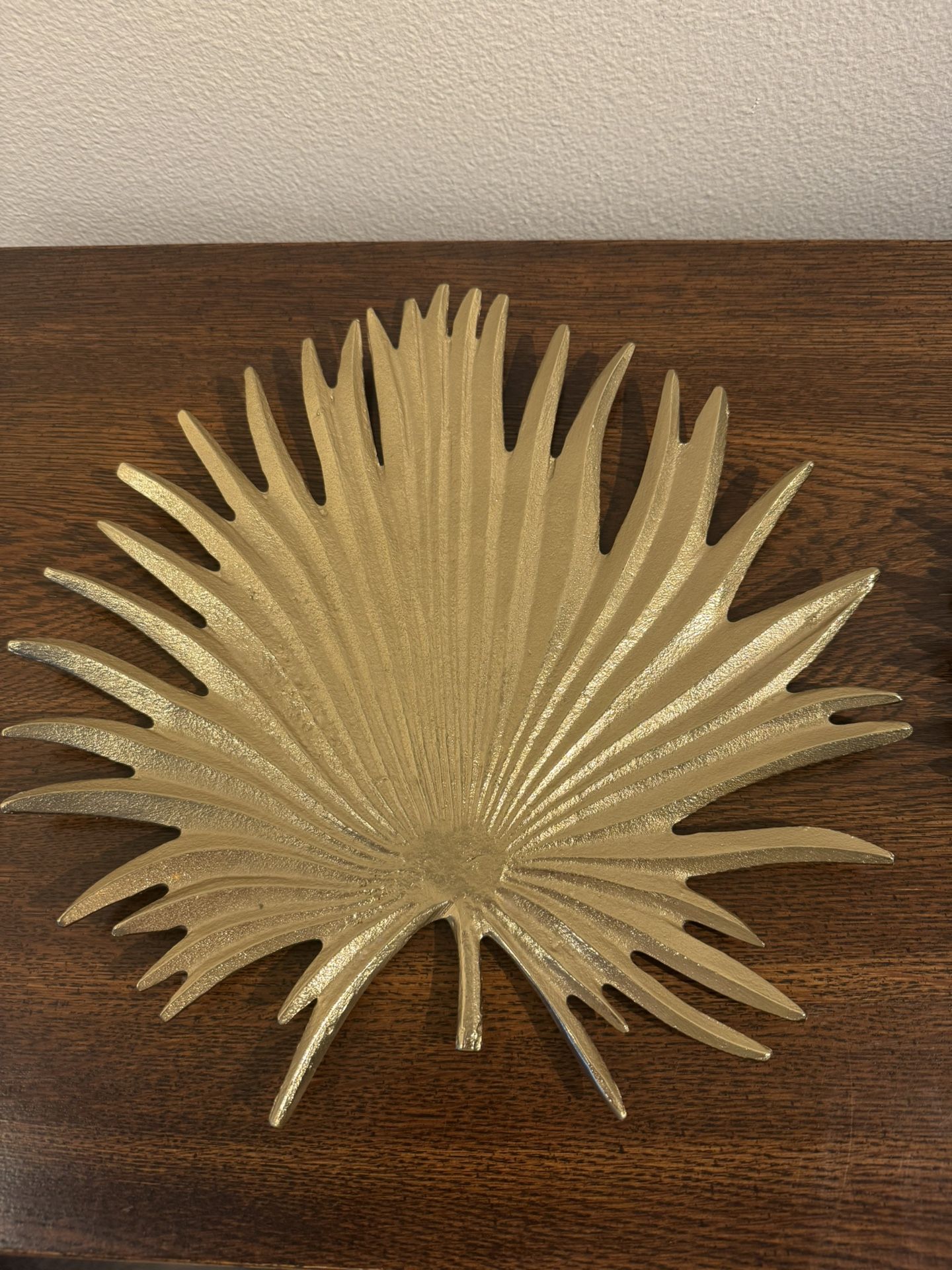 Set of 4 Crate & Barrel CB2 Gold Palm Charger Plates or Trivit