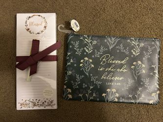 ECCOLO Christian Pouch/Notepad Set, “BLESSED” Theme, NEW