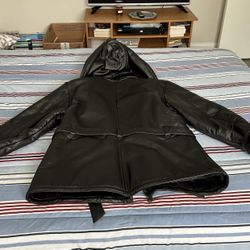 VINTAGE LADIES MISSES BLACK LEATHER WITH FUR LINER SIZE LARGE