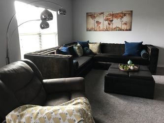 Adora leather furniture. Designer custom sofa. Bought it $7000 for the 3 pieces sofa only. The pillows is also custom each is cost $80- 100.