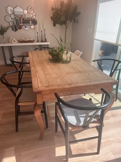 Natural Wood Farmhouse Dining Table