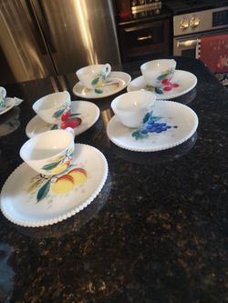 Vintage Westmoreland milk glass cup and saucer.. each set $10