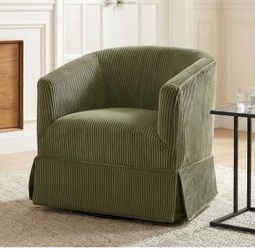 Swivel Accent Chair for Living Room, 360° Upholstered Barrel Swivel Chairs with Skirted Base