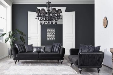 Lisbet Black Velvet Sofa & Loveseat