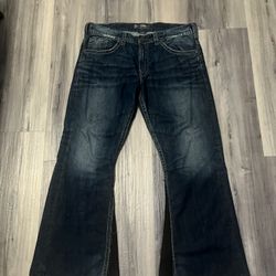 Custom blue baggy flared jeans y2k