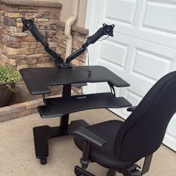 Adjustable height desk and Office chair