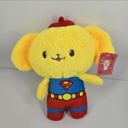 2007 Bootleg Pompompurin Superman Plush 9" Stuffed Animal Yellow Dog China Puppy