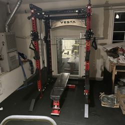 Vesta Fitness PRO SERIES Ultimate Half Rack Functional Trainer w/Smith Machine Bar | 320lb Stack | Gym Equipment | Fitness | Commercial | Squat Rack 