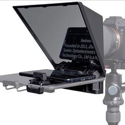 FEELWORLD TP2 Teleprompters for iPad Smartphone Tablets DSLR Cameras Adjustable APP Compatible with iOS/Android Portable Teleprompter Kit with Remote 
