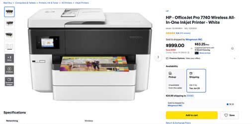 HP OfficeJet Pro 7740 Wide-Format Printer (All-in-One) -USED