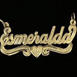 $350 Esmeralda Yellow Gold Name Plate Charm