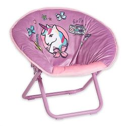 Jojo Siwa Mini Folding Saucer Chair Max 81lbs Age 3-8 Unicorn Pink & Purple