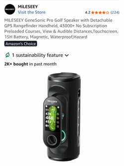 MILESEEY GeneSonic Pro Golf Speaker with Detachable GPS Rangefinder Handheld, 43000+ No Subscription Preloaded Courses, View & Audible Distances,Touch