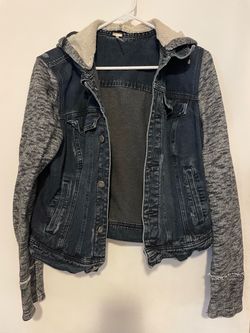 Denim jacket with hood