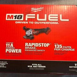 Milwaukee FUEL M18 Cordless Grinder 4 1/2 / 5 inch