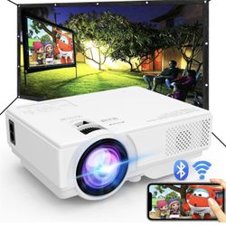 Projector with WiFi and Bluetooth, Upgrade Outdoor Projector, Mini Movie Projector Supports 1080P Synchronize Smartphone Screen by WiFi/USB Cable for