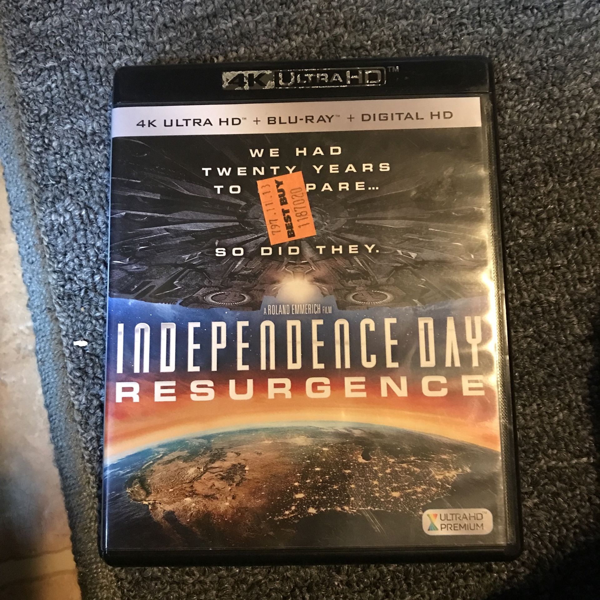 Independence Day Resurgence 4K Ultra HD + Blue Ray Like New 