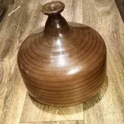 9" Round Brown Cerami Jug Vase