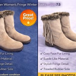 Sam Edelman Women’s Fringe Winter Boots – Size 7.5  