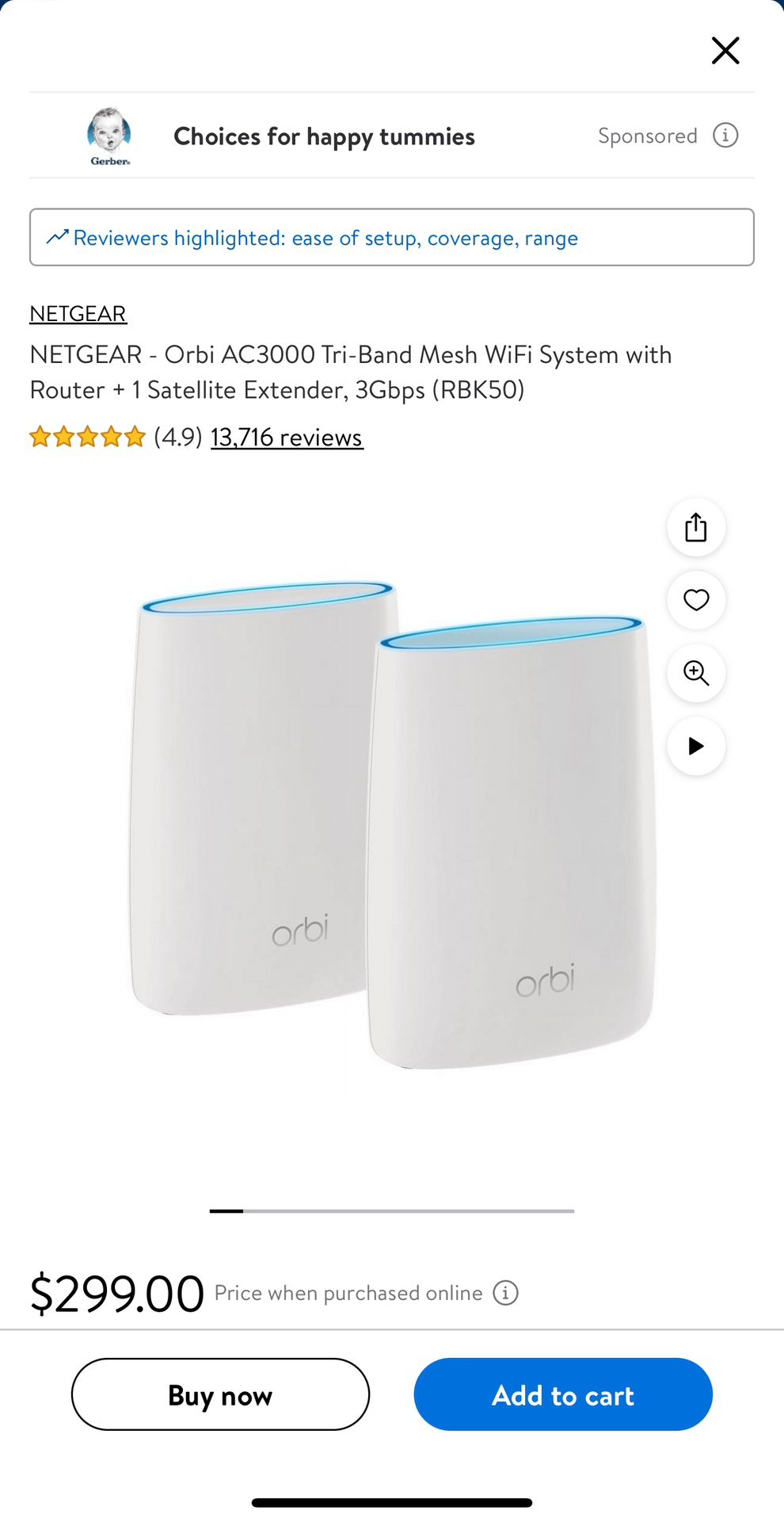 ORBI Tri-Band Mesh WiFi System router 