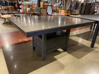 Dark Grey Dining Table with Pedestal Storage