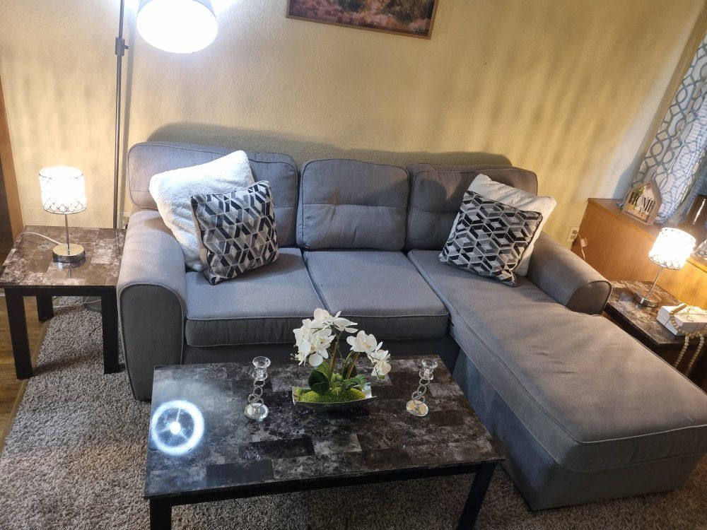 Living Room Sofa And Coffee Table Set 3 Black And Gray