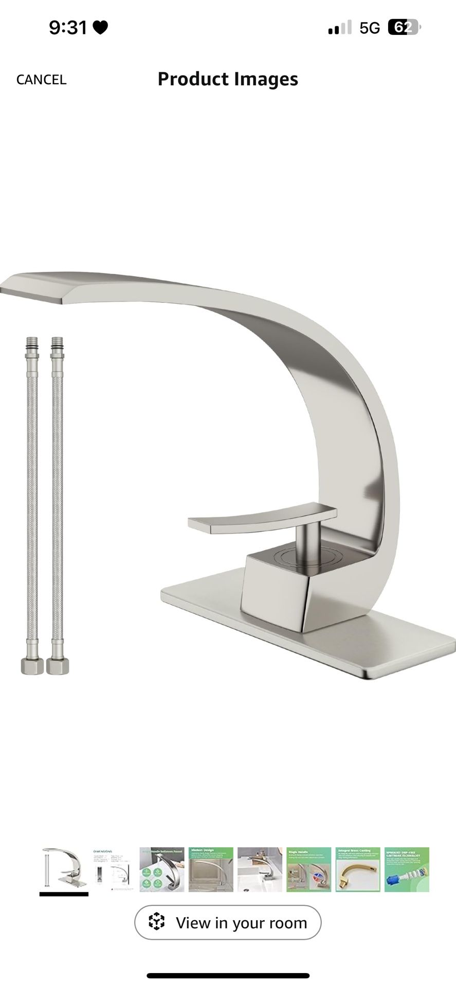 Bathroom Sink Faucet Modern Single Hole 1-Handle Faucet, Brushed Nickel