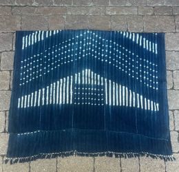 3.5 Ft X 6 Ft Dark Blue West African Indigo Mud Cloth