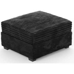 New 31.8" Square Ottoman Footrest for Sofa Upholstered Plush Corduroy Padded Foot Stool, Black