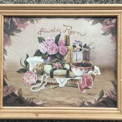 Art framed wall picture hang vanity decorate ladies room bathroom 