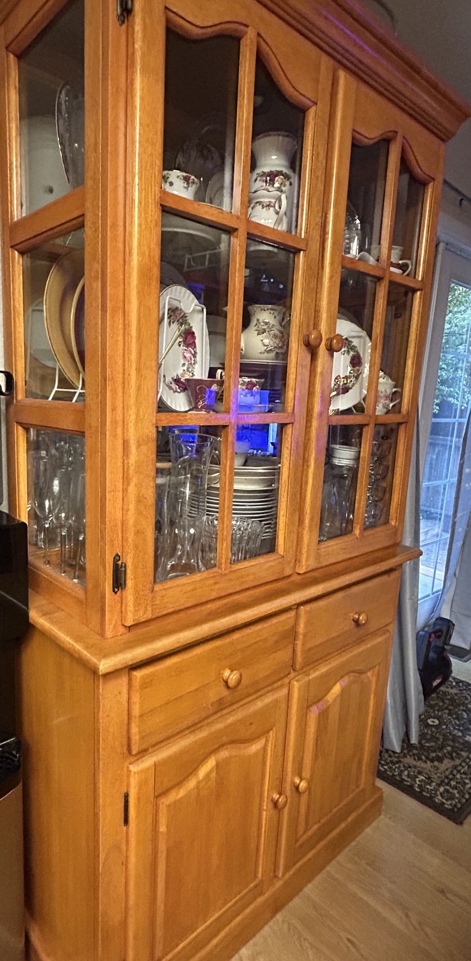 Real Wood China Cabinet + Dining Set