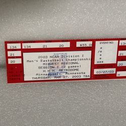 2003 NCAA Division 1 Men’s Basketball Championship Event Ticket (Unused)