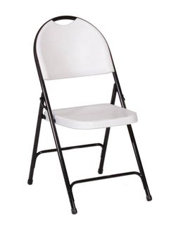 ► Heavy Duty Folding Chairs, Gray Granite Injection Molded Plastic, Full Steel Frame, Nesting EACH