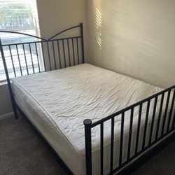 Full Size Metal Black Bed Frame w/ Mattress