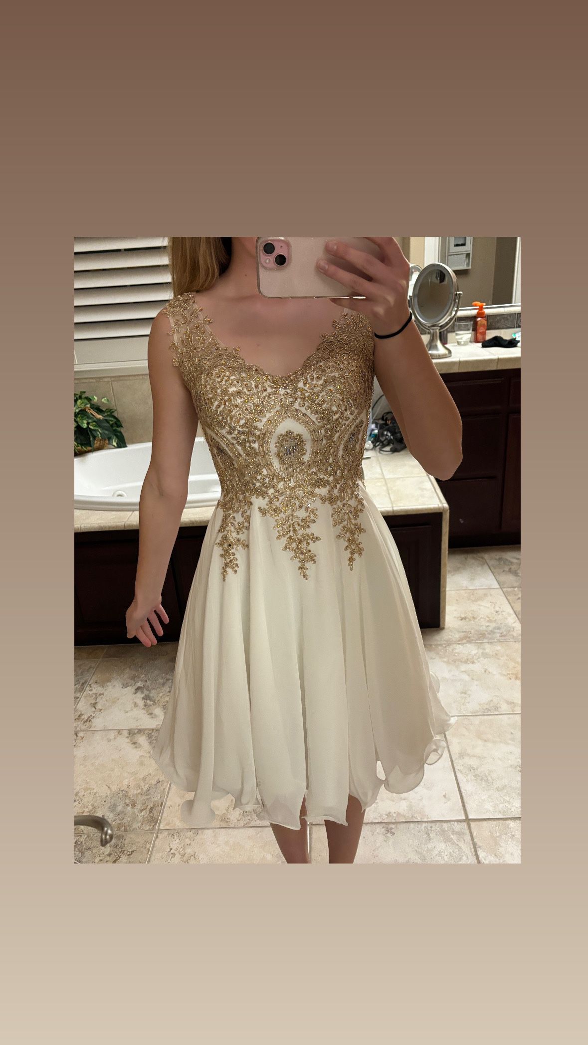 White Dress With Gold Sparkle Top 