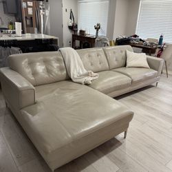 Genuine Leather Sectional Couch With Chaise