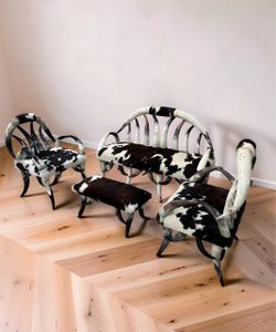 VINTAGE handcrafted Longhorn & Cowhide Furniture Set – 4 Pieces - Retail over $24,500