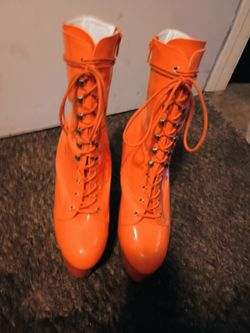 Adore-1020 Orange Stripper Boots