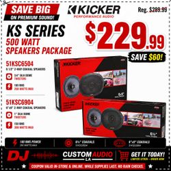 Kicker KS Car Speakers 2 Sets KSC650 6 1/2" & KSC690 6"x9" Coaxial Speakers 500 Watts 🚨 No Credit Needed 🚨 Payment Options Available 🚨