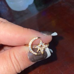 Adjustable Moon And Star Ring