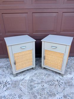Pair of Pier 1 Rattan Nightstands – Refinished in Tony Taupe