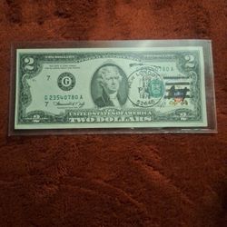 Stamped 2 Dollar Bill