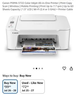 Canon PIXMA 3722 Color Inkjet All-in-One Printer