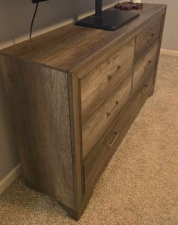 6-Drawer Wood Dresser Gray Brown Finish